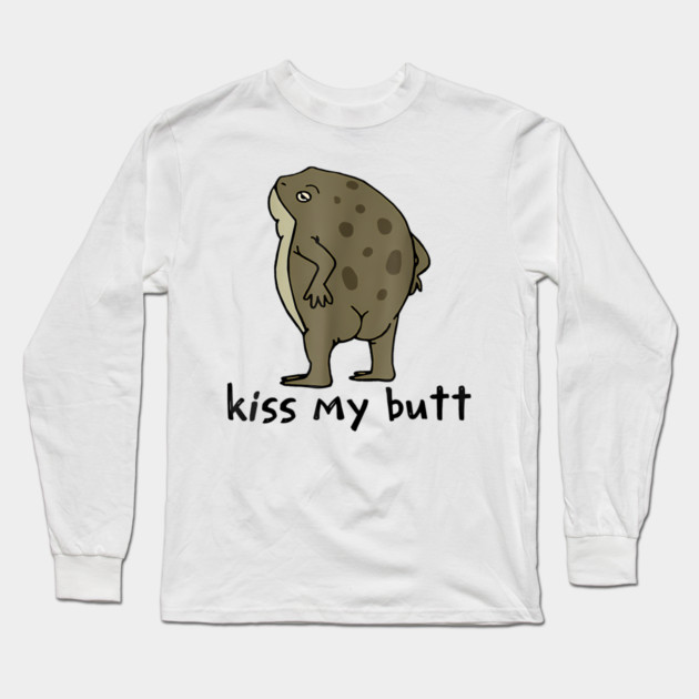 Kiss My Butt Green Frog Long Sleeve T-Shirt by James Bates