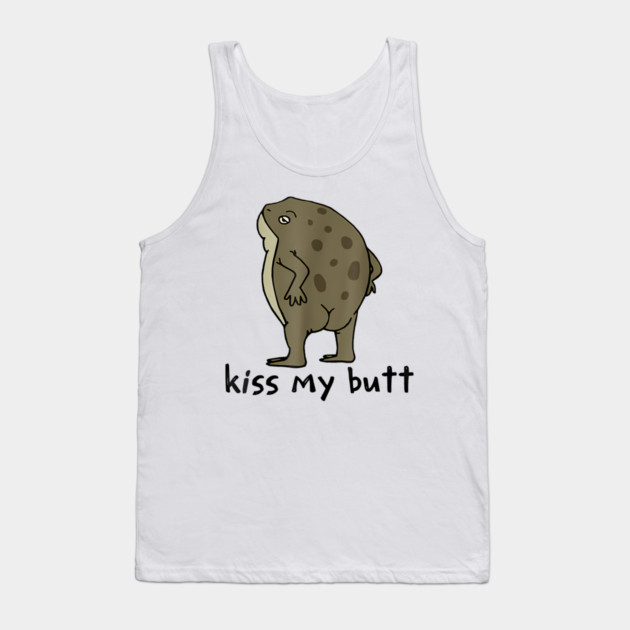 Kiss My Butt Green Frog Tank Top by James Bates
