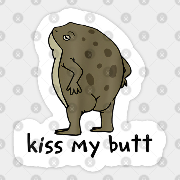 Kiss My Butt Green Frog Sticker by James Bates