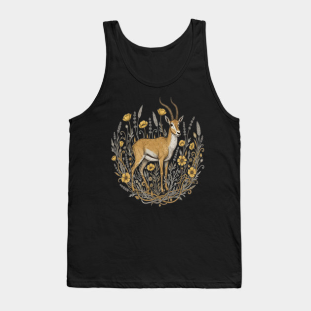 Vintage Saiga Antelope Botanical Wildlife Illustration Tank Top by BirdsnStuff