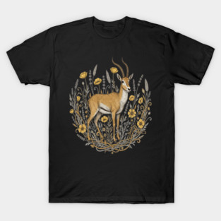 Vintage Saiga Antelope Botanical Wildlife Illustration T-Shirt