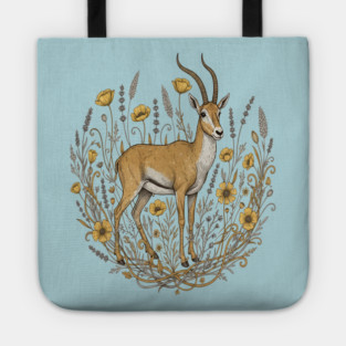 Vintage Saiga Antelope Botanical Wildlife Illustration Tote