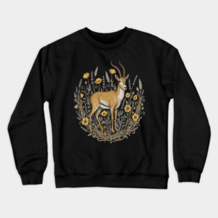 Vintage Saiga Antelope Botanical Wildlife Illustration Crewneck Sweatshirt