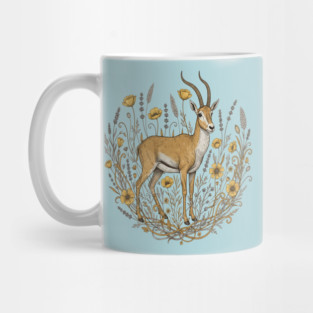 Vintage Saiga Antelope Botanical Wildlife Illustration Mug