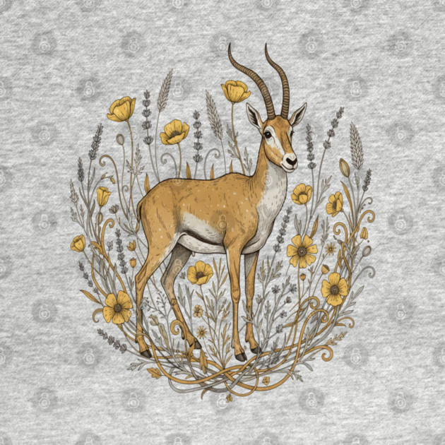 Vintage Saiga Antelope Botanical Wildlife Illustration by BirdsnStuff