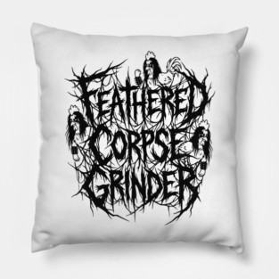 Feathered Corpse Grinder – Chicken Death Metal Logo Pillow