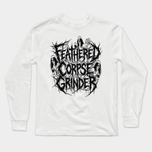 Feathered Corpse Grinder – Chicken Death Metal Logo Long Sleeve T-Shirt