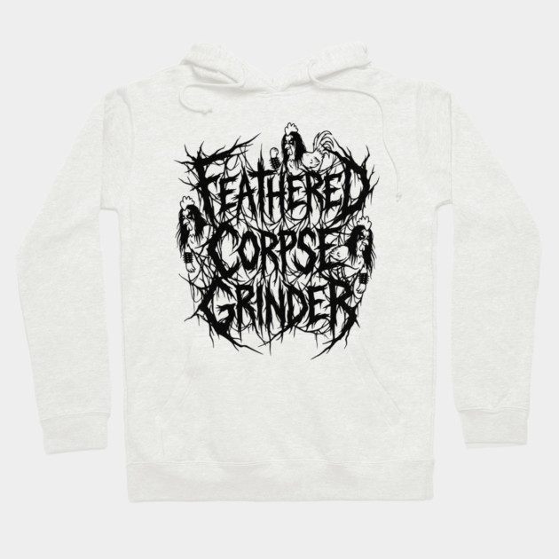 Feathered Corpse Grinder – Chicken Death Metal Logo Hoodie by Designed By Marty