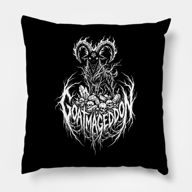 Goatmageddon – Demonic Goat Metal Logo Pillow by Designed By Marty