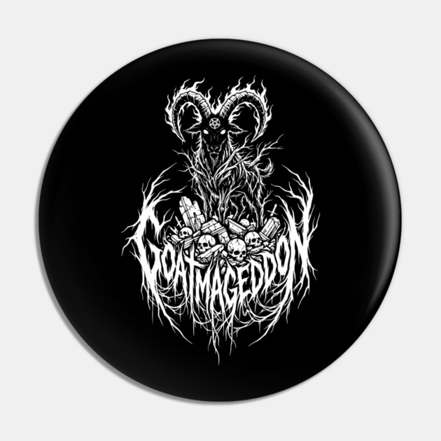 Goatmageddon – Demonic Goat Metal Logo Pin by Designed By Marty