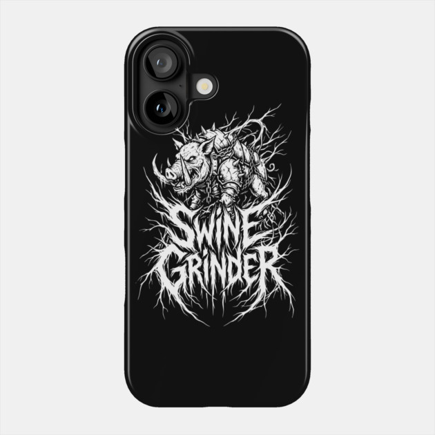 Swine Grinder – Brutal Hog Metal Logo Phone Case by Designed By Marty