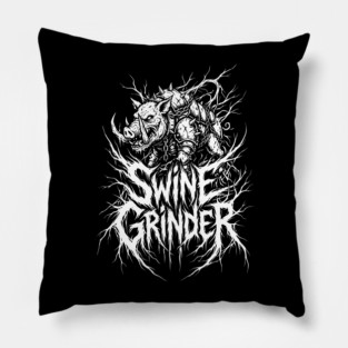 Swine Grinder – Brutal Hog Metal Logo Pillow