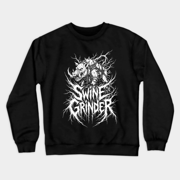 Swine Grinder – Brutal Hog Metal Logo Crewneck Sweatshirt by Designed By Marty
