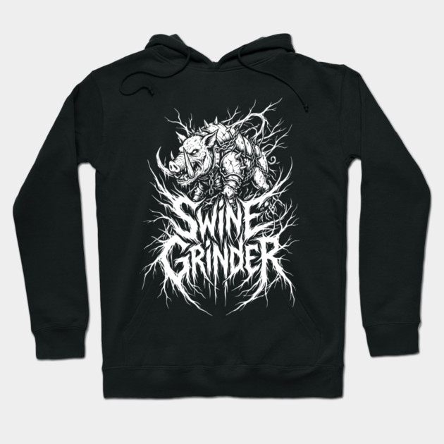 Swine Grinder – Brutal Hog Metal Logo Hoodie by Designed By Marty