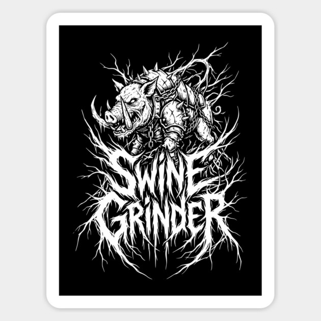 Swine Grinder – Brutal Hog Metal Logo Magnet by Designed By Marty