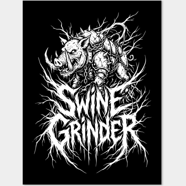 Swine Grinder – Brutal Hog Metal Logo Wall Art by Designed By Marty