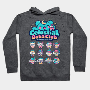 Celestial Boba Club – Kawaii Zodiac Vaporwave Hoodie