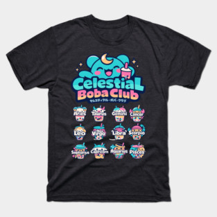 Celestial Boba Club – Kawaii Zodiac Vaporwave T-Shirt