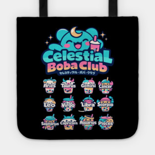 Celestial Boba Club – Kawaii Zodiac Vaporwave Tote