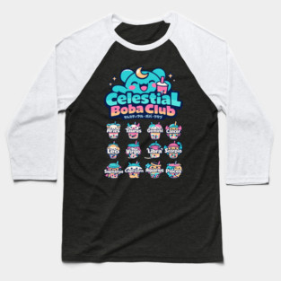 Celestial Boba Club – Kawaii Zodiac Vaporwave Baseball T-Shirt