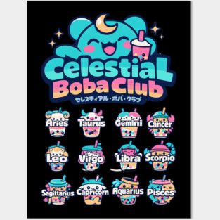 Celestial Boba Club – Kawaii Zodiac Vaporwave Posters and Art