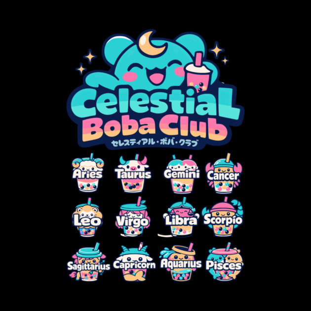 Celestial Boba Club – Kawaii Zodiac Vaporwave by Designed By Marty