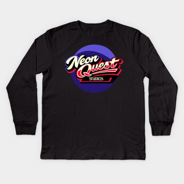 Neon Quest Studios – Retro Game Badge Kids Long Sleeve T-Shirt by Designed By Marty