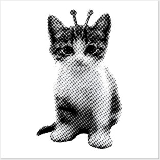 Dark alien Cat Particle Illustration Posters and Art