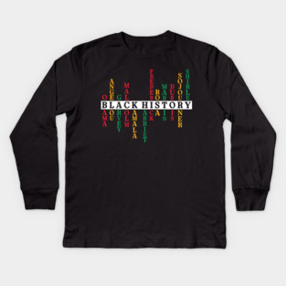 Black History Crossword Leaders - Pan-African Tribute Kids Long Sleeve T-Shirt