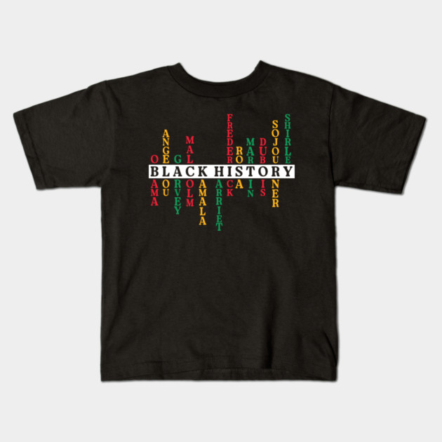 Black History Crossword Leaders - Pan-African Tribute Kids T-Shirt by UrbanLifeApparel