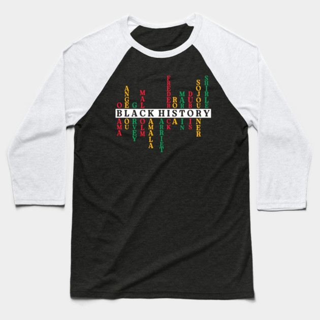 Black History Crossword Leaders - Pan-African Tribute Baseball T-Shirt by UrbanLifeApparel