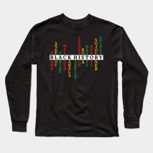 Black History Crossword Leaders - Pan-African Tribute Long Sleeve T-Shirt
