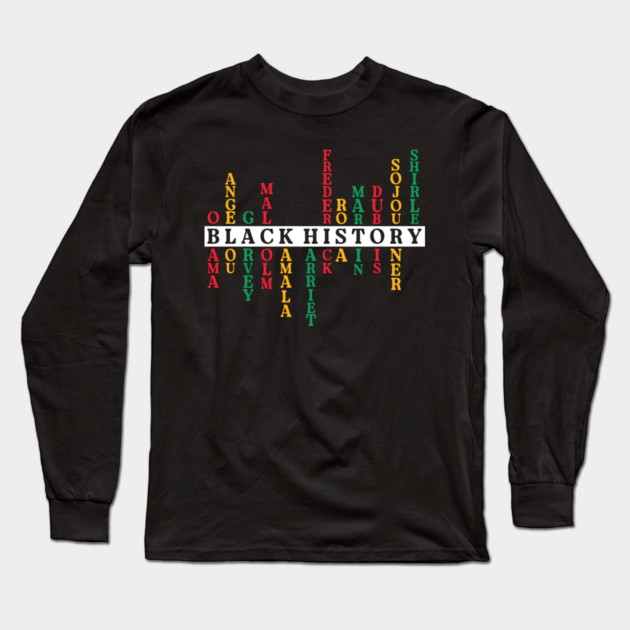 Black History Crossword Leaders - Pan-African Tribute Long Sleeve T-Shirt by UrbanLifeApparel
