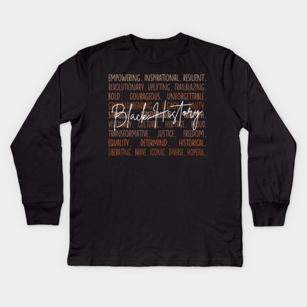 Black History Legacy Word Cloud - Black history Kids Long Sleeve T-Shirt by UrbanLifeApparel