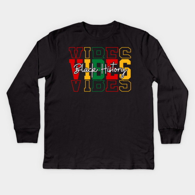 Black History Vibes - Bold Pan-African Streetwear Kids Long Sleeve T-Shirt by UrbanLifeApparel