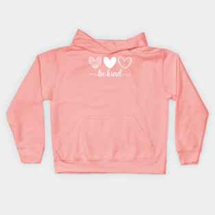 Be Kind Triple Heart - Minimalist Valentine Script Kids Hoodie