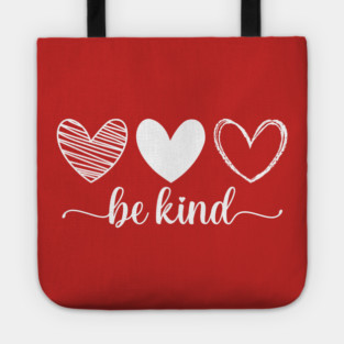 Be Kind Triple Heart - Minimalist Valentine Script Tote