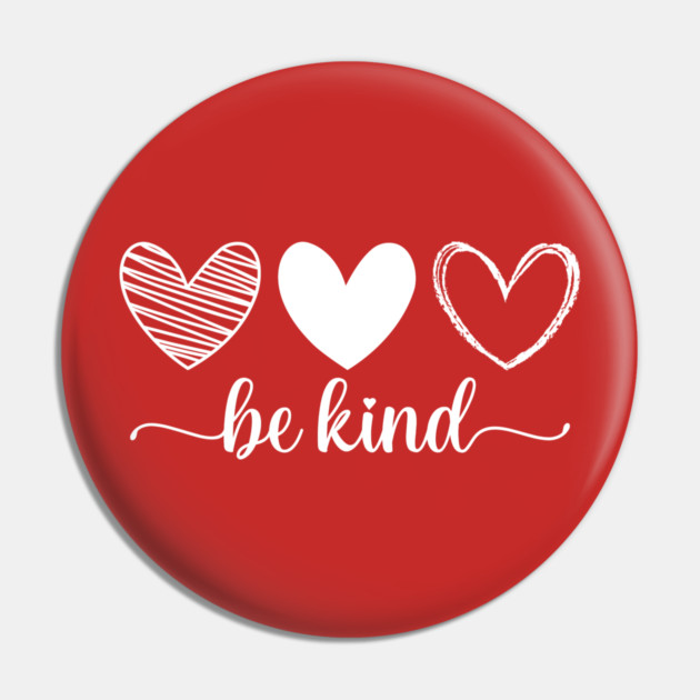 Be Kind Triple Heart - Minimalist Valentine Script Pin by UrbanLifeApparel