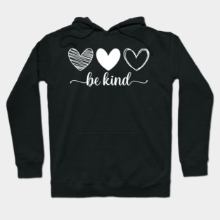 Be Kind Triple Heart - Minimalist Valentine Script Hoodie