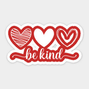 Be Kind Triple Heart - Minimalist Valentine Script Sticker