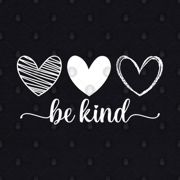 Be Kind Triple Heart - Minimalist Valentine Script by UrbanLifeApparel