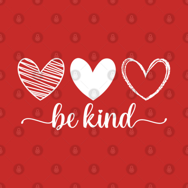 Be Kind Triple Heart - Minimalist Valentine Script by UrbanLifeApparel