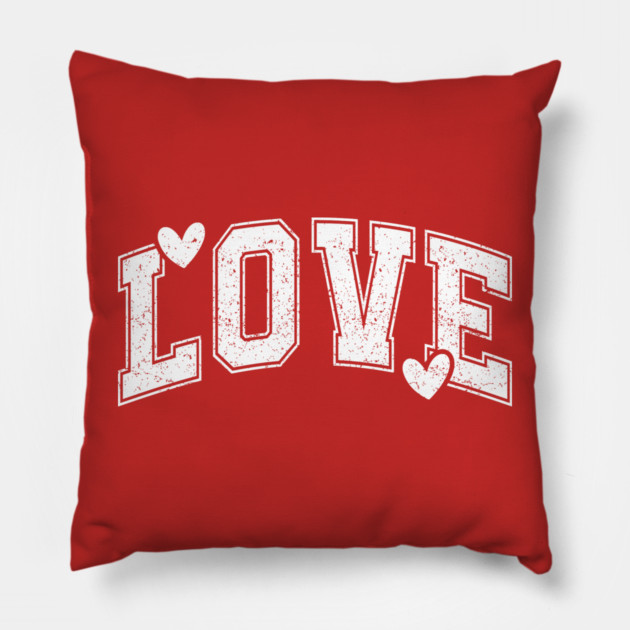 Distressed Varsity Love - Urban Aesthetic Hearts Pillow by UrbanLifeApparel