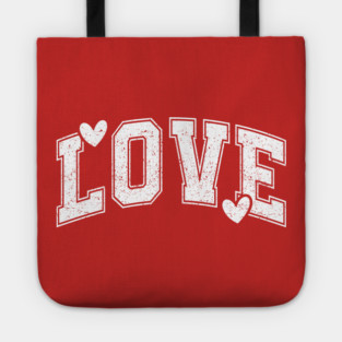 Distressed Varsity Love - Urban Aesthetic Hearts Tote