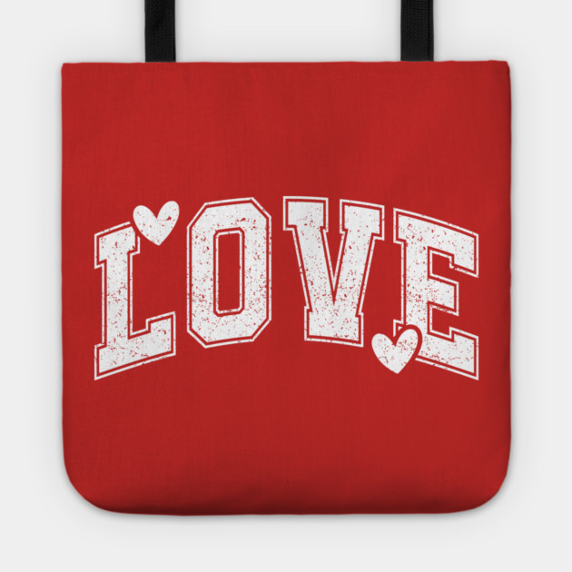 Distressed Varsity Love - Urban Aesthetic Hearts Tote by UrbanLifeApparel