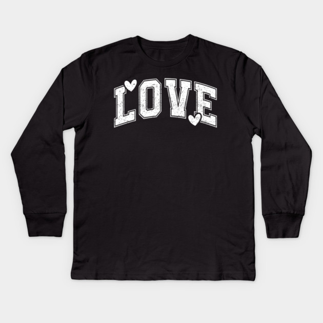 Distressed Varsity Love - Urban Aesthetic Hearts Kids Long Sleeve T-Shirt by UrbanLifeApparel