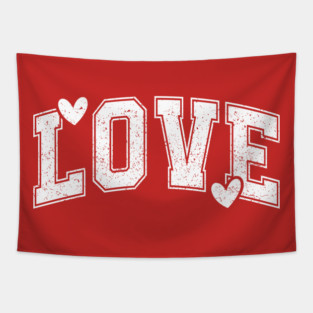 Distressed Varsity Love - Urban Aesthetic Hearts Tapestry