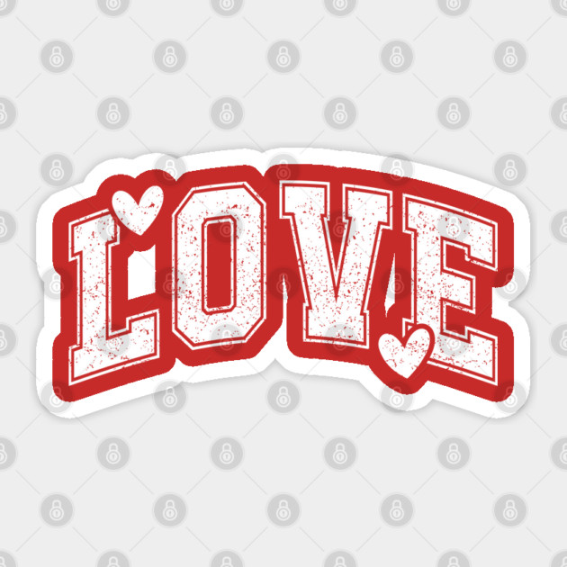 Distressed Varsity Love - Urban Aesthetic Hearts Sticker by UrbanLifeApparel
