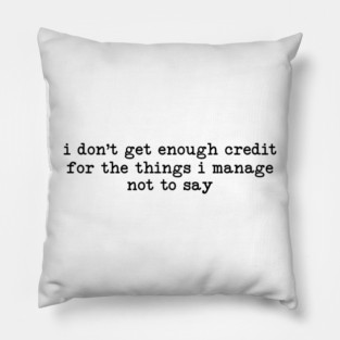 I Don't Get Enough Credit - Sarcastic Introvert Credit - Witty Relatable Quote Pillow