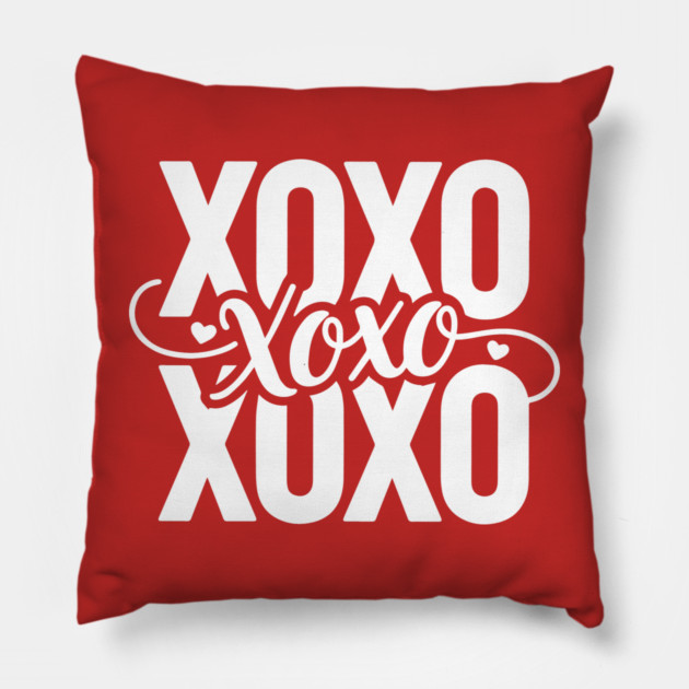 XOXO Love Hearts - Modern Valentine Script Pillow by UrbanLifeApparel